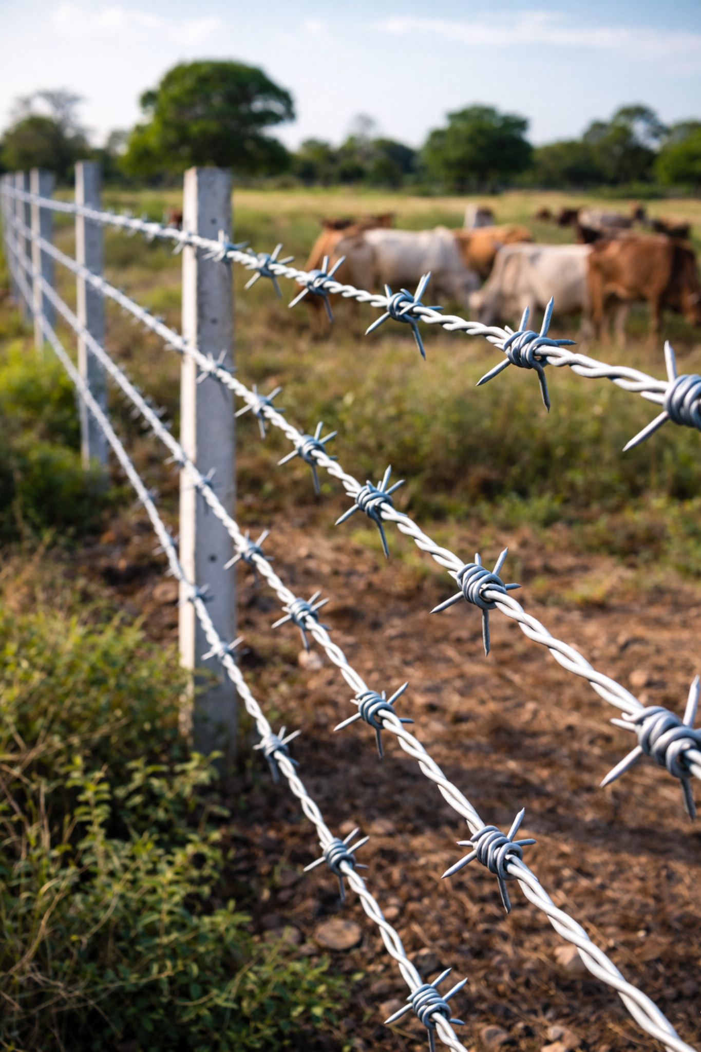 100 GSM galvanized barbed wire coil for agricultural and boundary fencing
