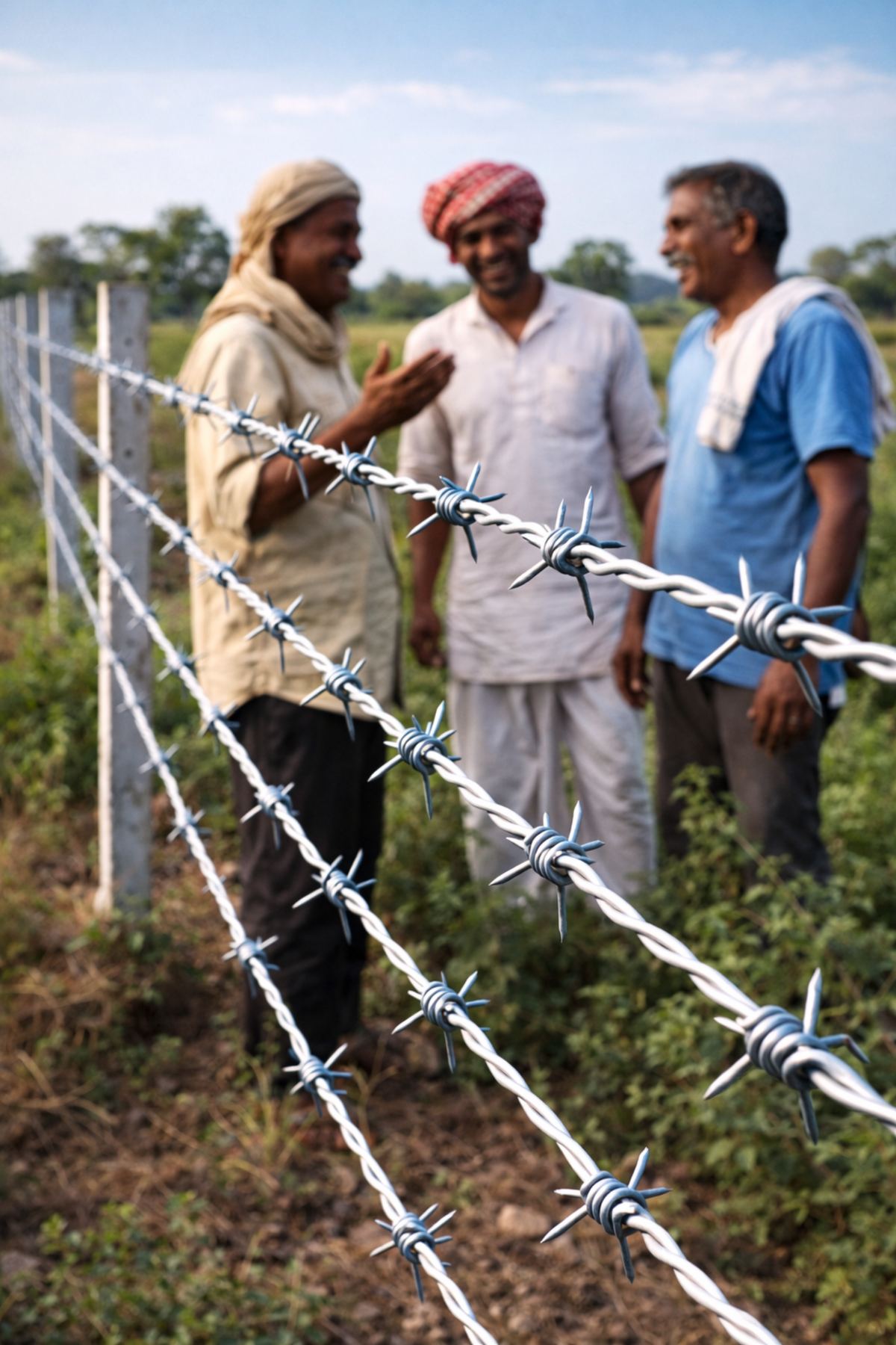 275 GSM 12x14G barbed wire fencing installed for farmland boundary protection