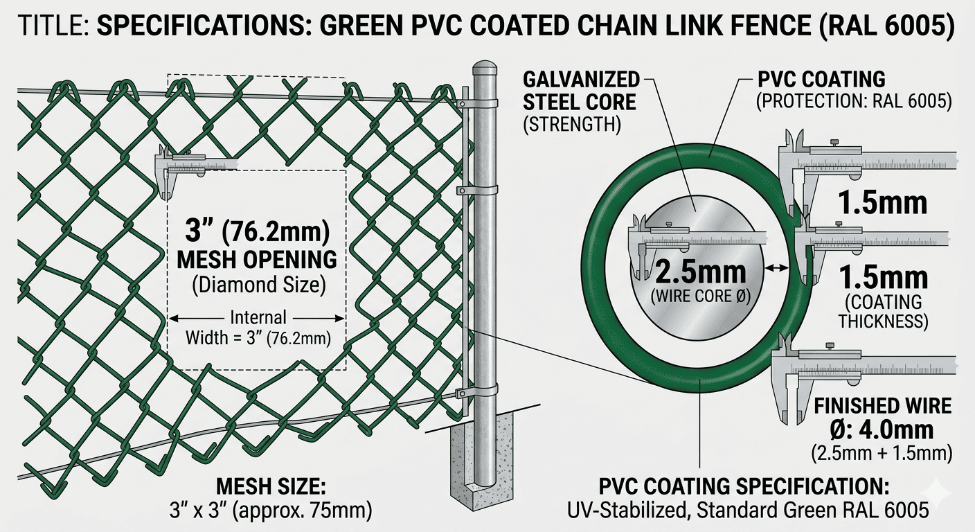 chain link fence green