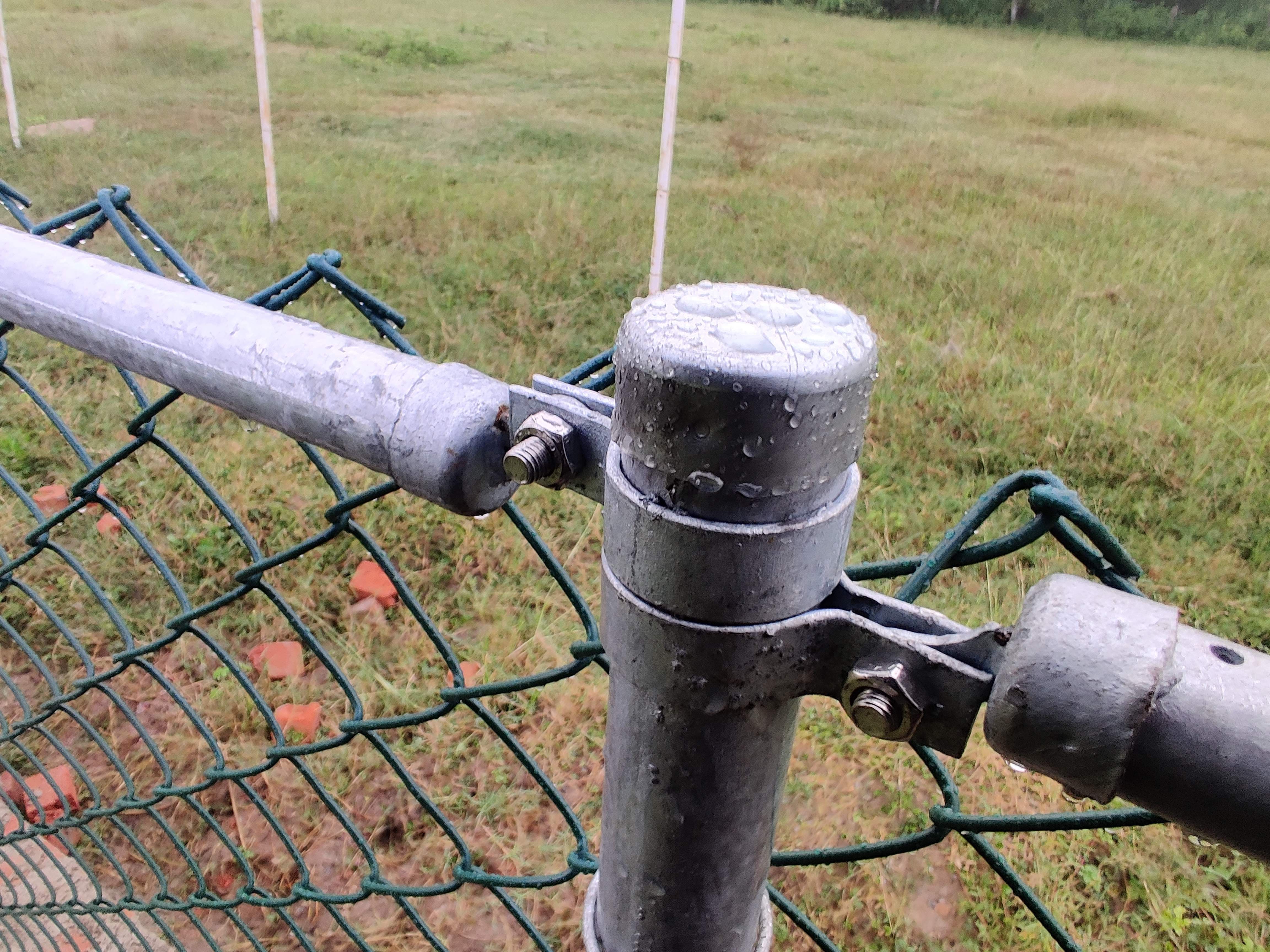 Green chain link fence