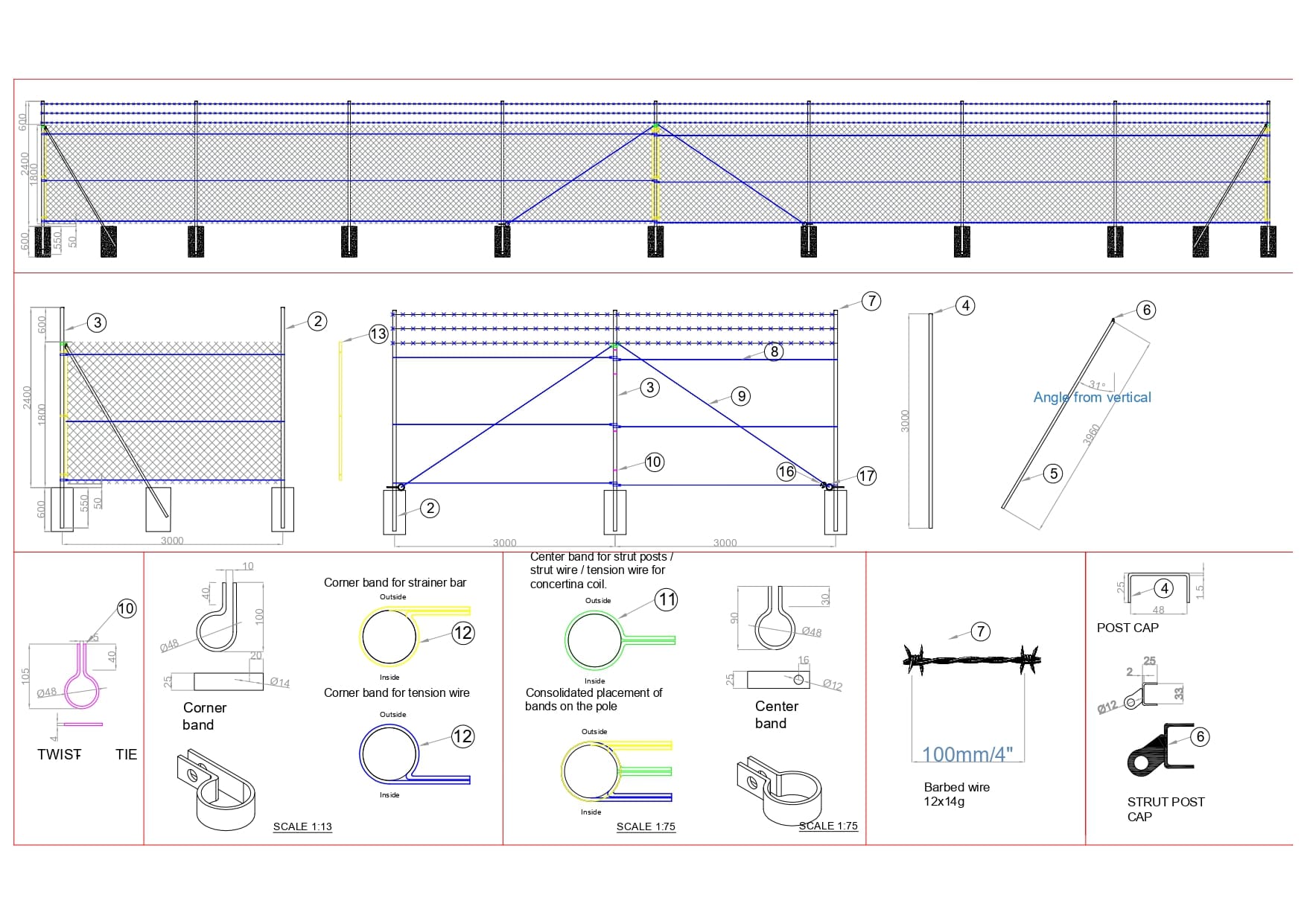 8 feet chain link fencing