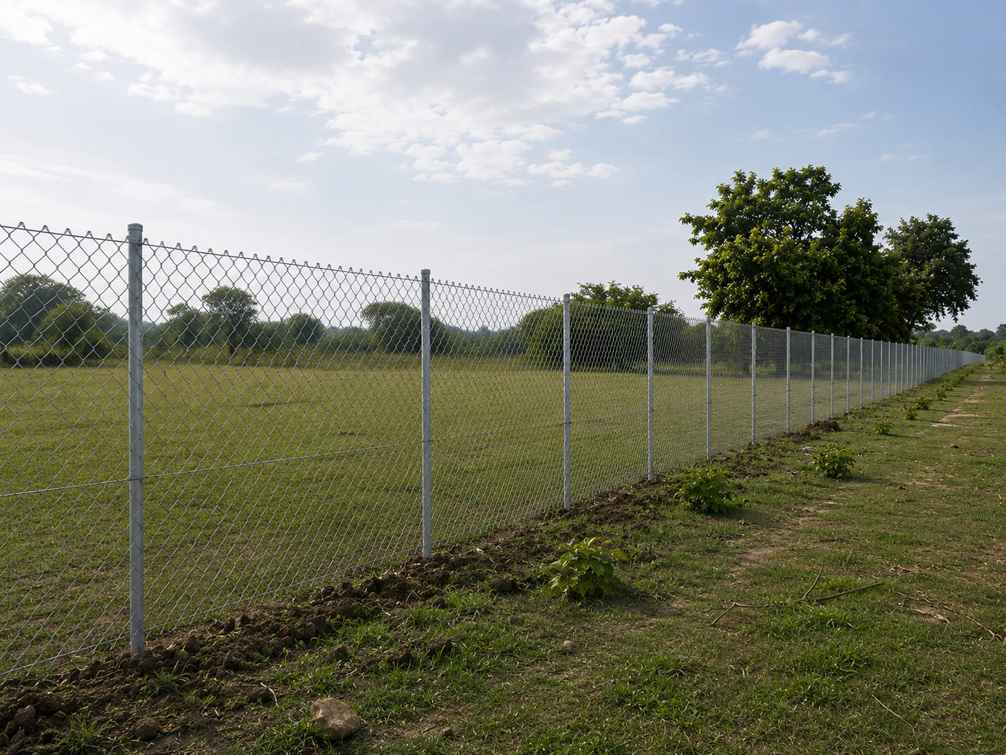 6 Feet Domestic Chain Link Fence with Galvanized Steel Posts for Residential Boundary and Property Security