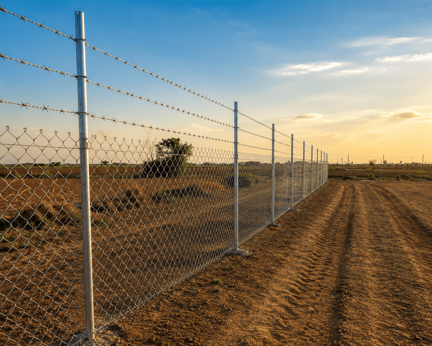 8 Feet Domestic Chain Link Fence with barbed wire for Residential Security